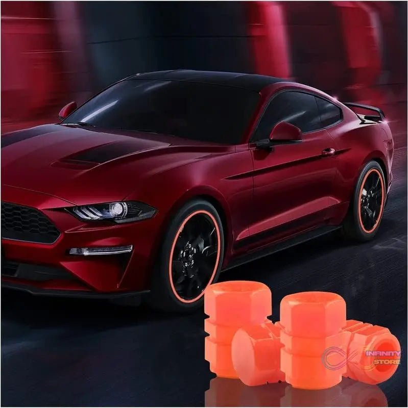 Tyre Valve Caps Luminous Glow Car Tire Air Stem Valve Cap Covers vaal cap ( 4 Pcs Mix Colour) - infinityexculsivestore.com