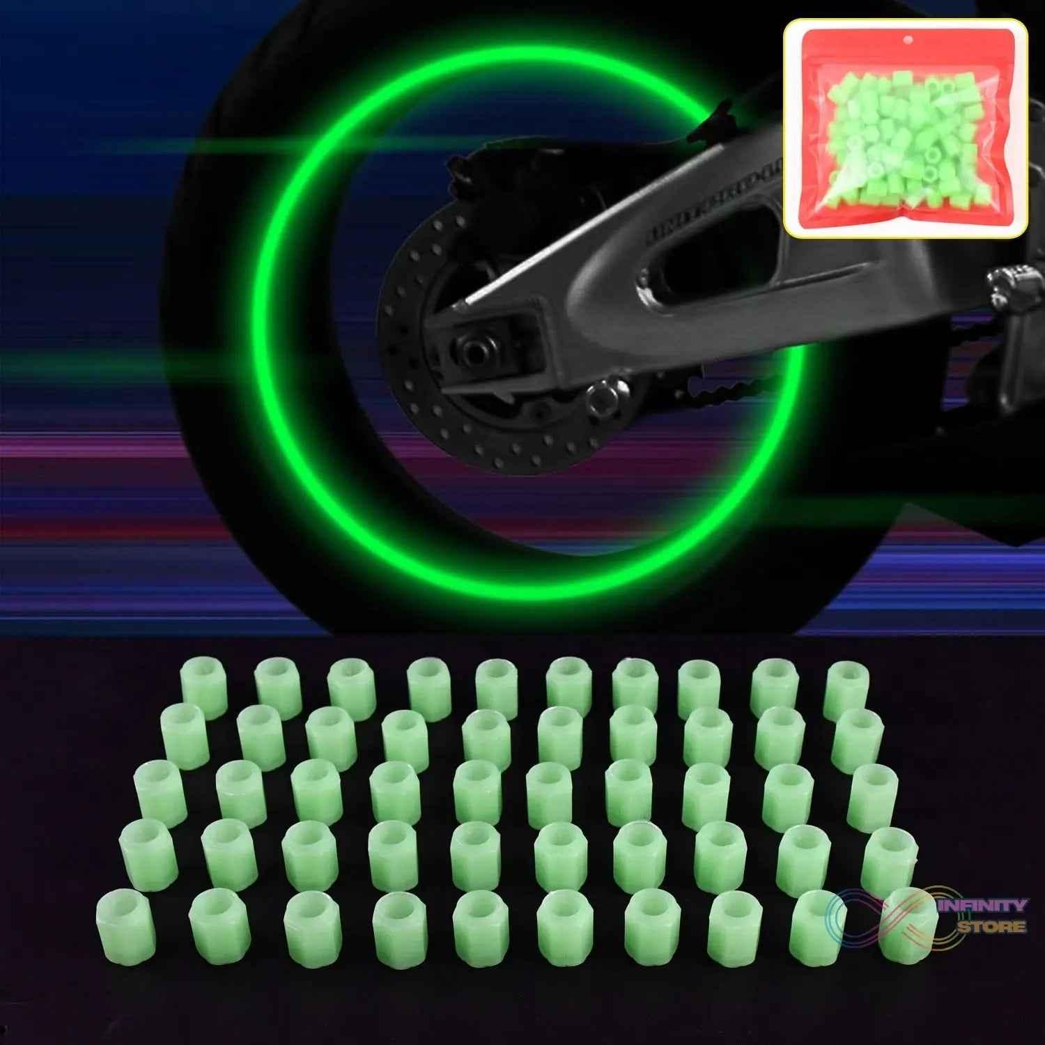 Tyre Valve Caps Luminous Glow Car Tire Valve Cap Covers vaal cap (100 Pcs Set) - infinityexculsivestore.com