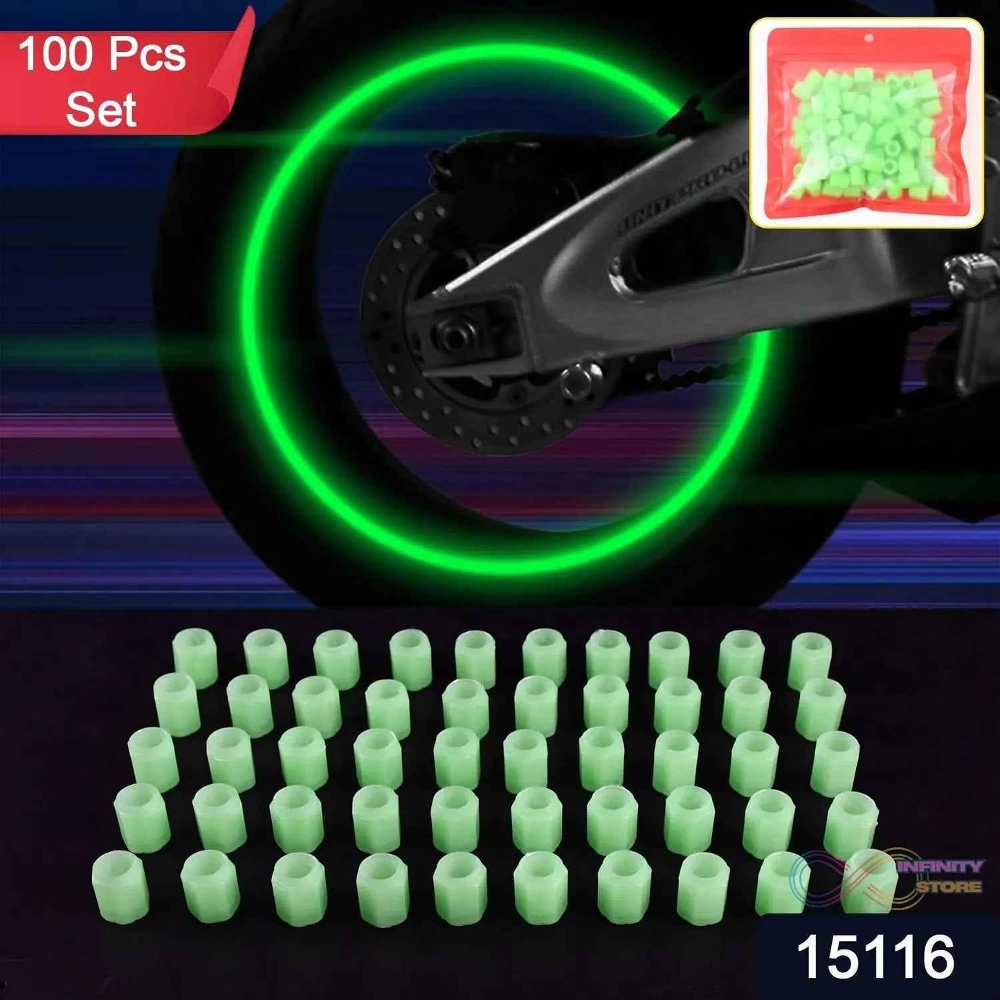 Tyre Valve Caps Luminous Glow Car Tire Valve Cap Covers vaal cap (100 Pcs Set) - infinityexculsivestore.com