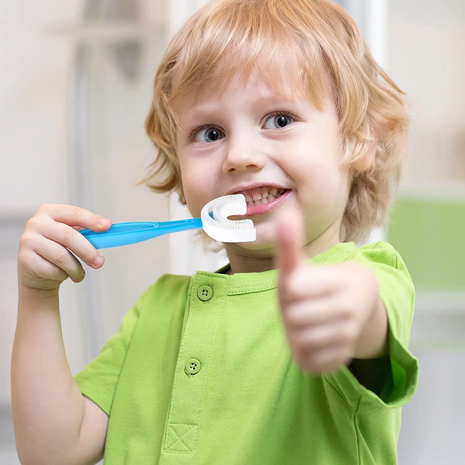 U Shaped Toothbrush for Kids, 2 - 6 Years Kids Baby Infant Toothbrush, Food Grade Ultra Soft Silicone Brush Head - infinityexculsivestore.com