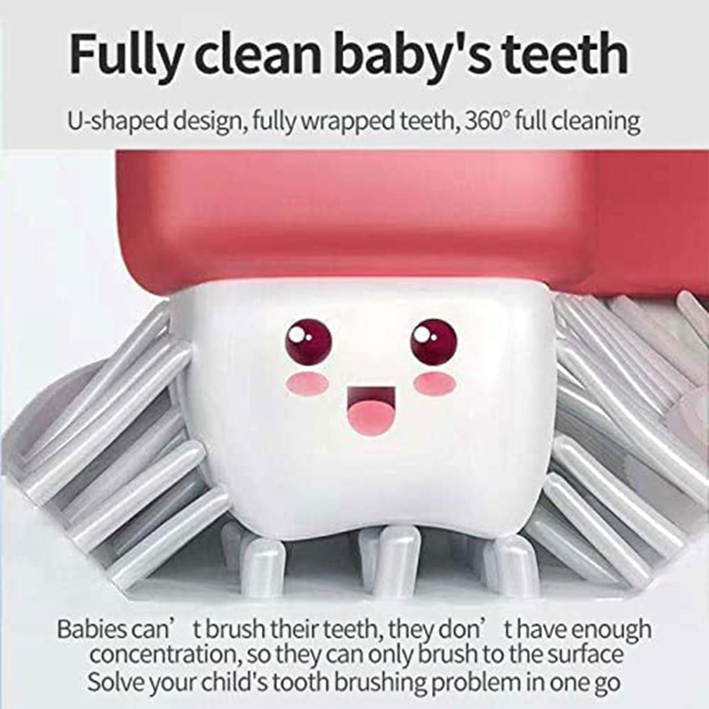 U Shaped Toothbrush for Kids, 2 - 6 Years Kids Baby Infant Toothbrush, Food Grade Ultra Soft Silicone Brush Head - infinityexculsivestore.com