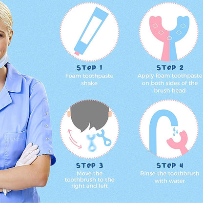 U - Shaped Toothbrush for Kids Manual Whitening Toothbrush Silicone Brush Head for Kids Children Infant Toothbrush For 2 - 6 Years - infinityexculsivestore.com