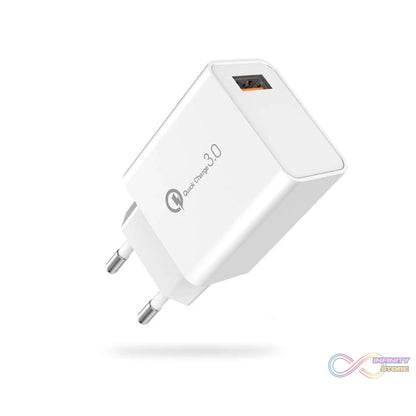 USB fast charger adapter showcasing its plug and design features.