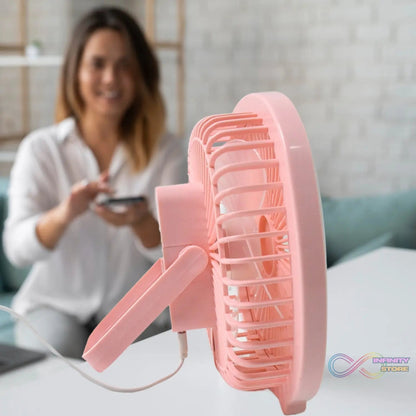 USB PORTABLE MINI DESK FAN WITH LIGHT & COLOR BOX (1 PC / Mix Color) - infinityexculsivestore.com