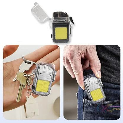 USB Rechargeable Electric Lighter & 3 Modes COB Flashlight (1 Pc) - infinityexculsivestore.com