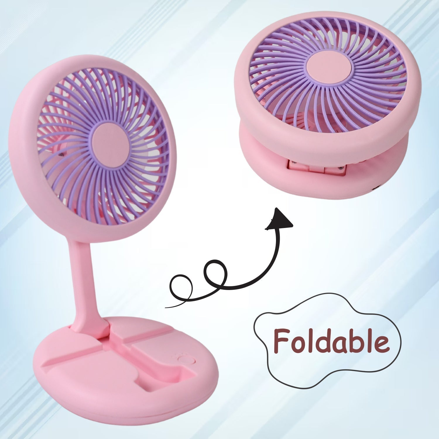 USB Rechargeable Portable Fan With LED Light Heavy Duty & Foldable Fan With Charging Port Home, Outdoor, Temple - infinityexculsivestore.com