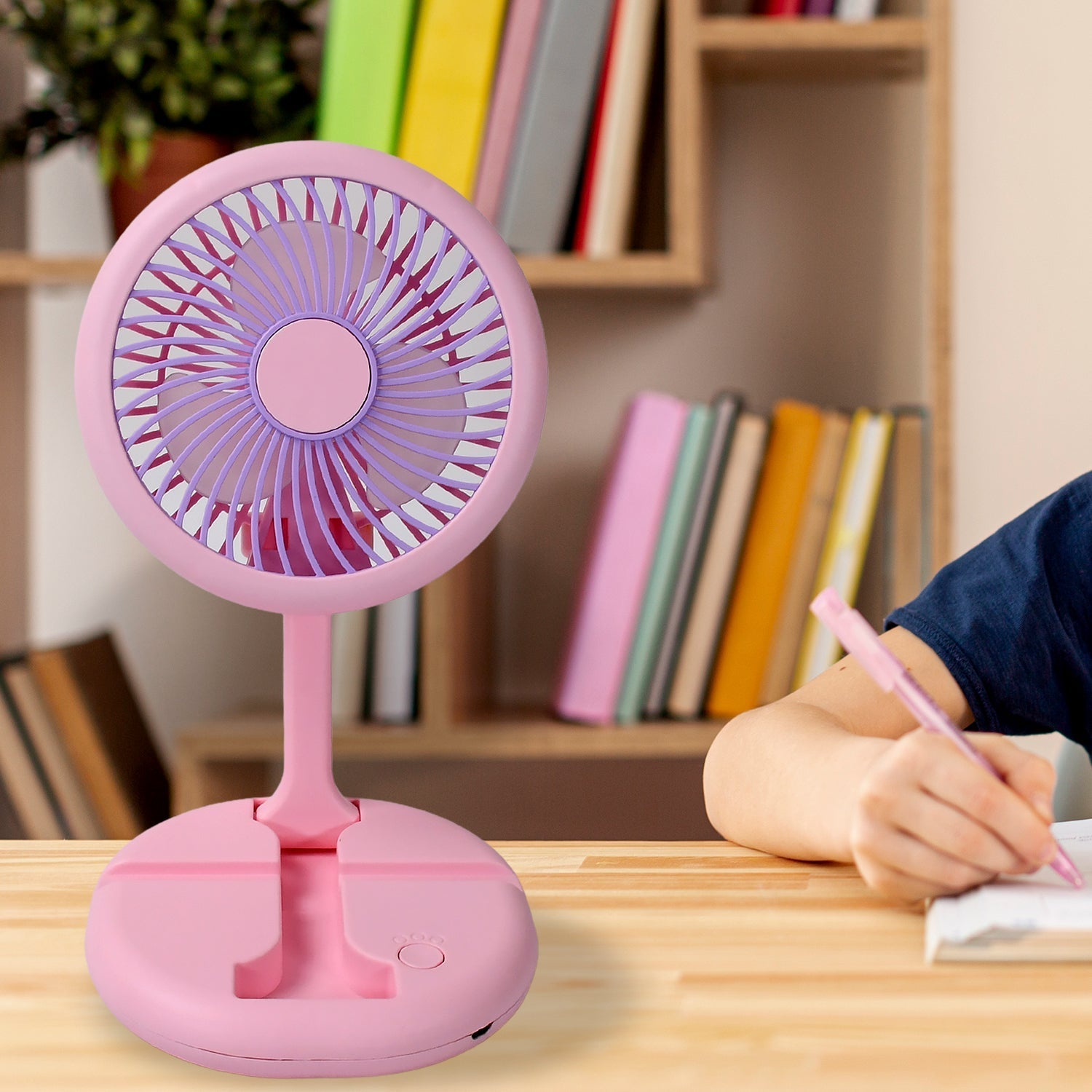 USB Rechargeable Portable Fan With LED Light Heavy Duty & Foldable Fan With Charging Port Home, Outdoor, Temple - infinityexculsivestore.com