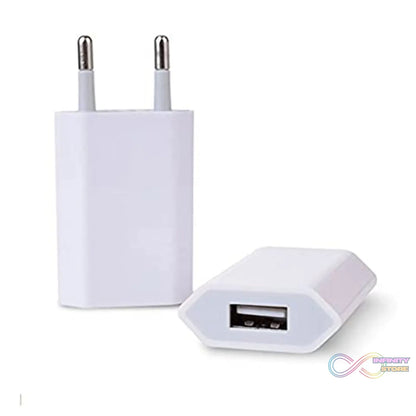 Detailed image of a USB wall charger adaptor, suitable for different smartphone brands