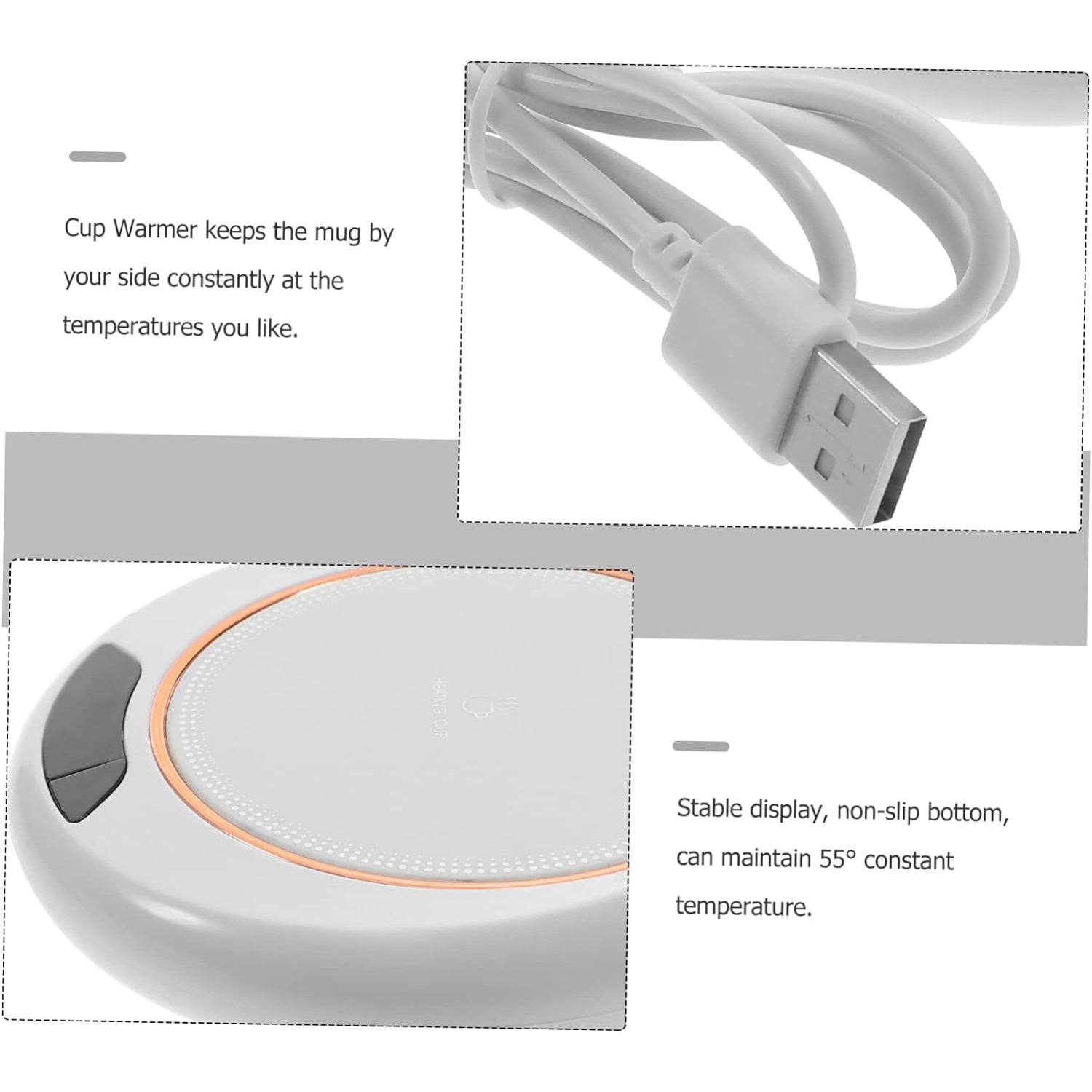USB Warm Coaster Heated Coffee Mug Portable Office Desk Portable Cup, Heater Coffee Mug Warmer Electric Cup Warmer (1 Pc) - infinityexculsivestore.com
