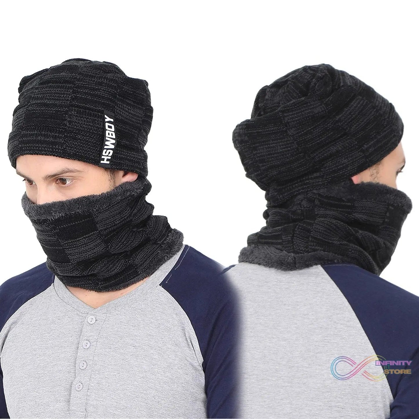 Ultra Soft Unisex Woolen Beanie Cap Plus Muffler Scarf - infinityexculsivestore.com