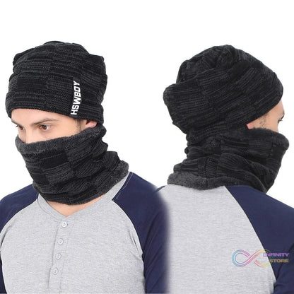Ultra Soft Unisex Woolen Beanie Cap Plus Muffler Scarf - infinityexculsivestore.com