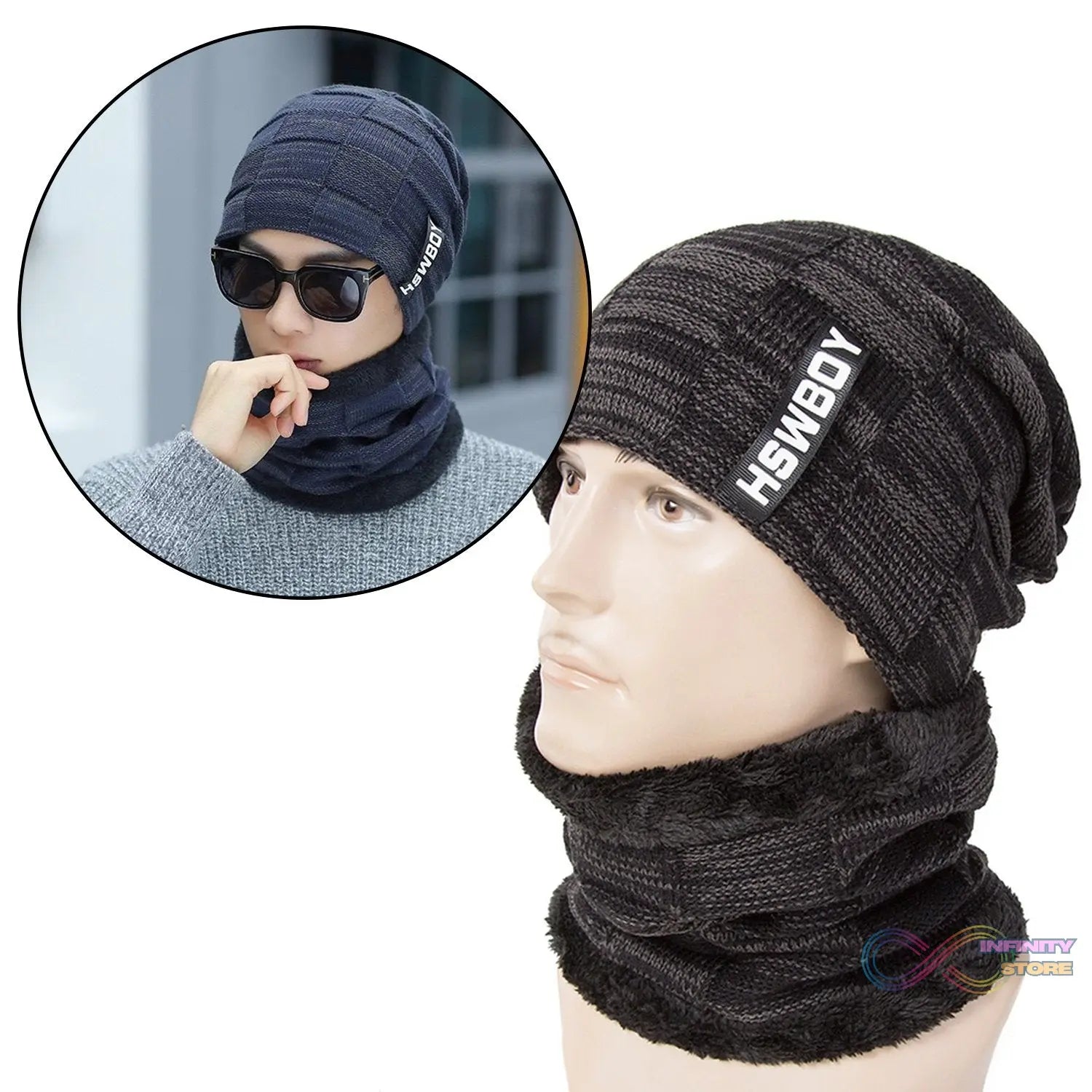 Ultra Soft Unisex Woolen Beanie Cap Plus Muffler Scarf - infinityexculsivestore.com
