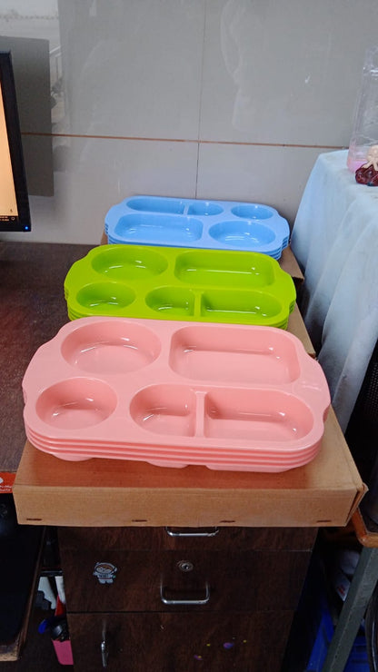 Unbreakable Plastic Food Plates / Biodegradable 5 Compartment Square Plate for Food - infinityexculsivestore.com