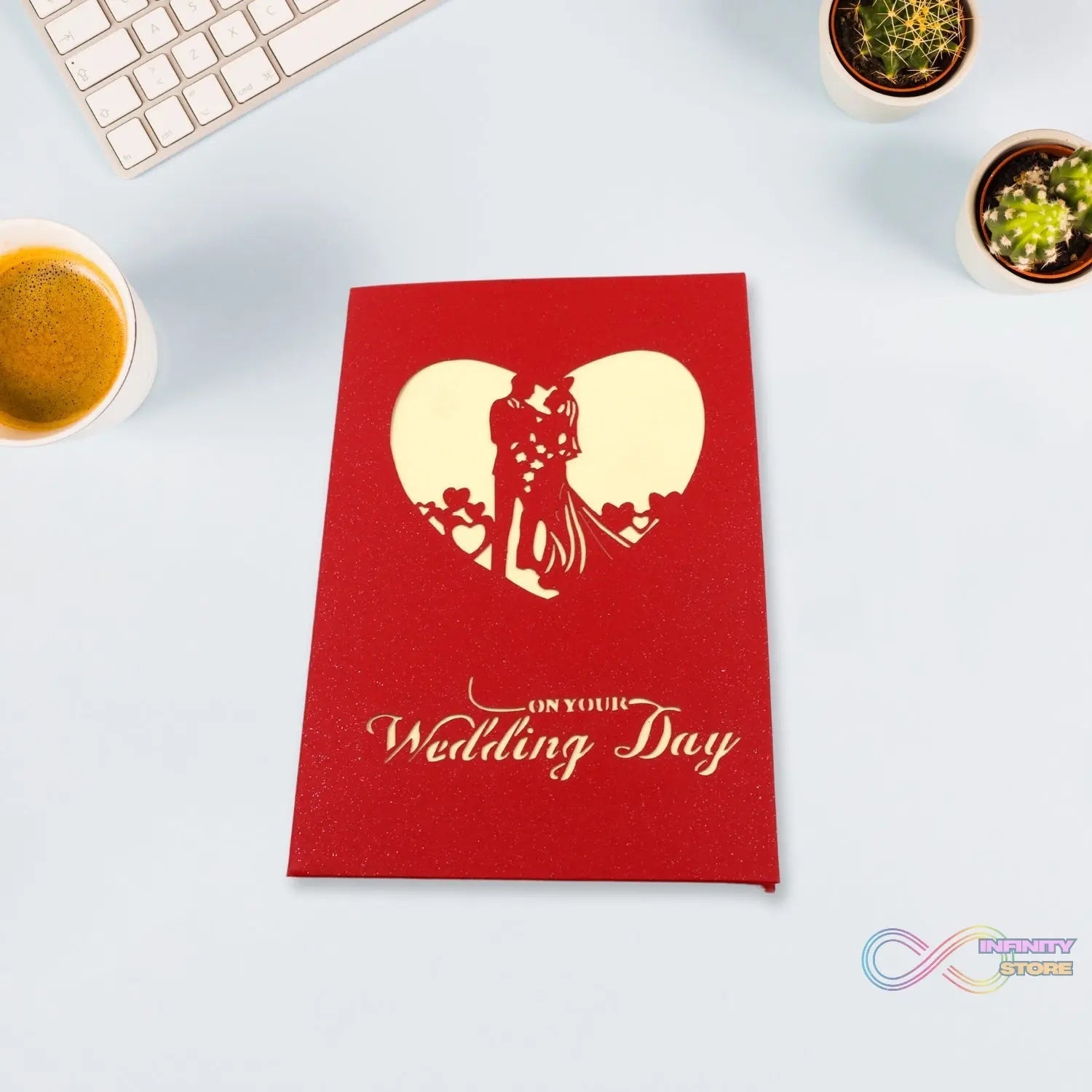 Unique 3D Pop - Up Wishing Card (Wedding): 1 Pc - infinityexculsivestore.com