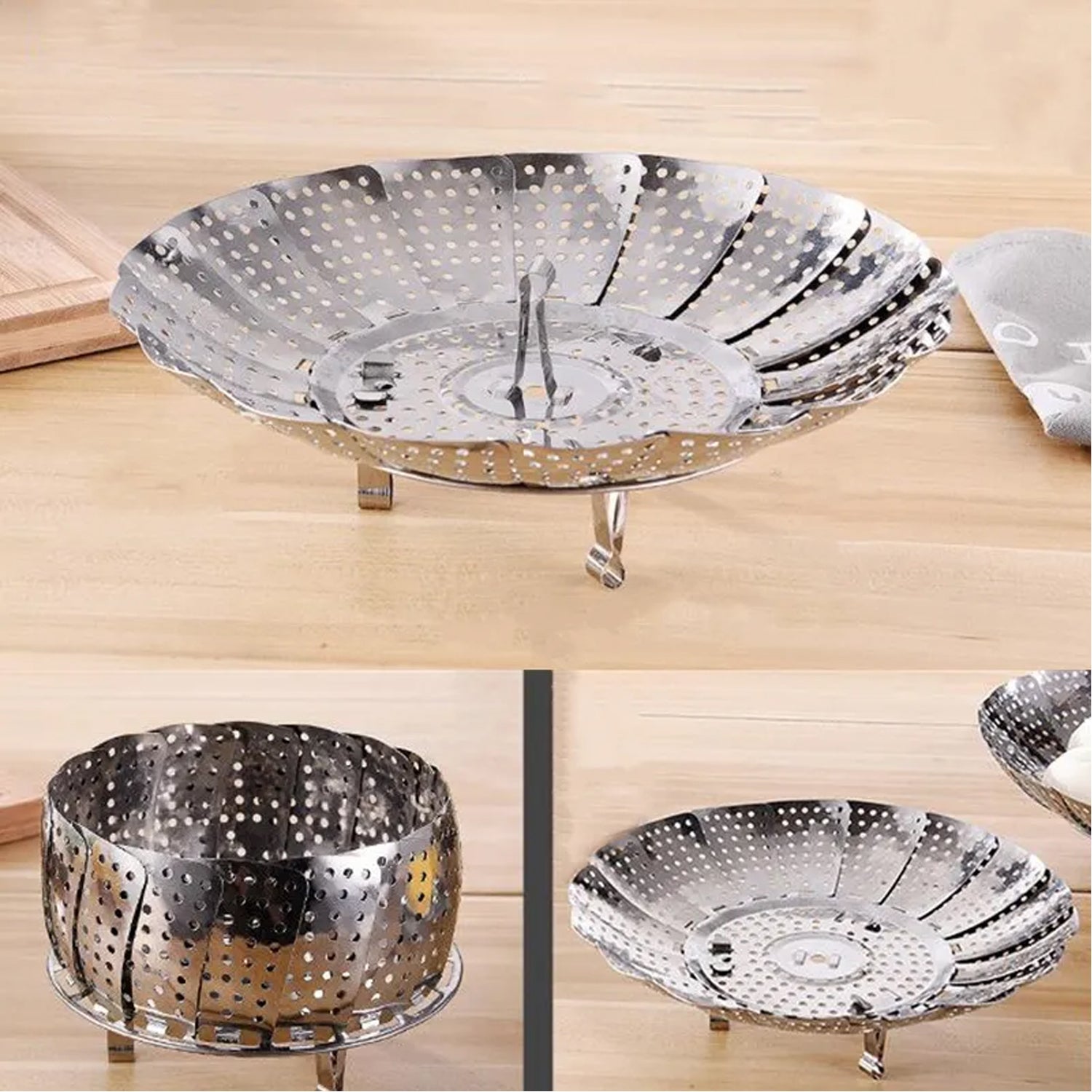Unique Design Stainless - Steel Heaviest vegetable ,Cooking Foldable Steamer Basket for Kitchen Utensils/Dish Drying Rack/Plate Stand/ Basket - infinityexculsivestore.com