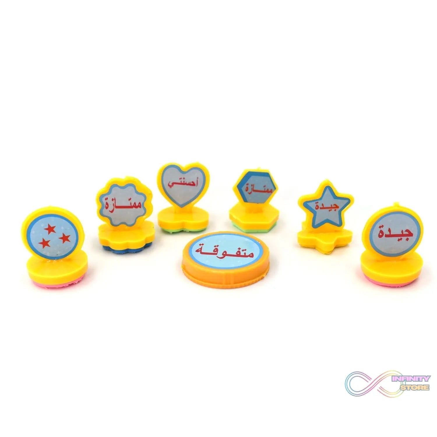 Kids' motivational stamps set, different shapes, 7 pieces