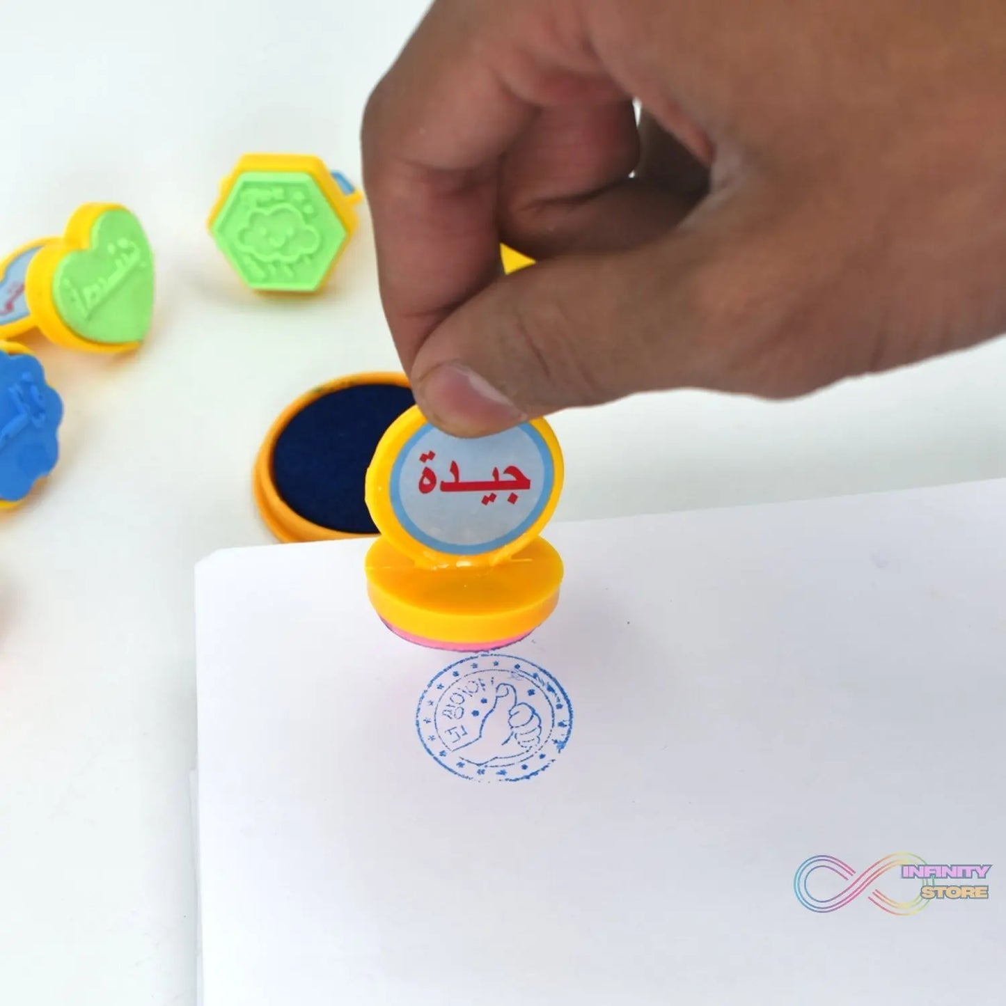 Multicolor stamps set, 7 unique shapes for kids