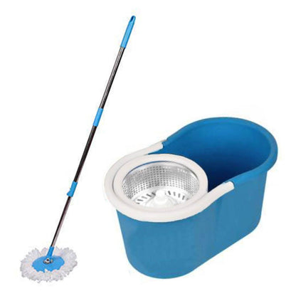 Heavy Duty Microfiber Spin Mop with Plastic Bucket & Rotating Steel Pole Head - infinityexculsivestore.com