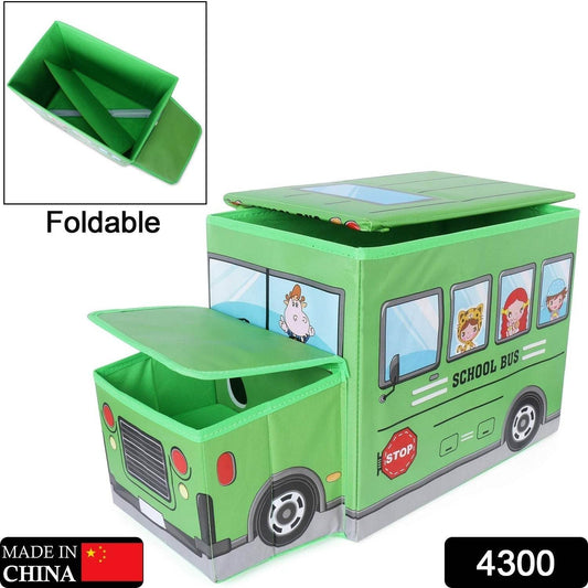 Foldable Bus Shape Toy Box Storage with Lid for Storage of Toys Basket Useful as Toy Organizer mountable Racks Surface Multipurpose Basket for Kids Wardrobe Cabinet Wood with Cloth Cover For Home Decor Books, Game, Baby Cloth (Mix Color & Design ) - infinityexculsivestore.com
