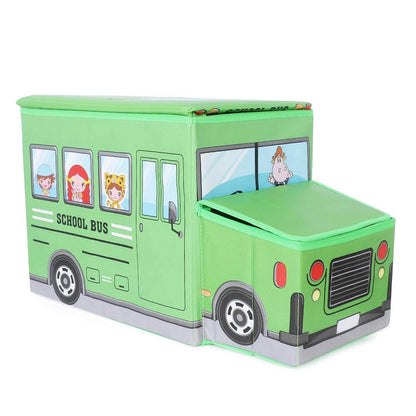 Foldable Bus Shape Toy Box Storage with Lid for Storage of Toys Basket Useful as Toy Organizer mountable Racks Surface Multipurpose Basket for Kids Wardrobe Cabinet Wood with Cloth Cover For Home Decor Books, Game, Baby Cloth (Mix Color & Design ) - infinityexculsivestore.com