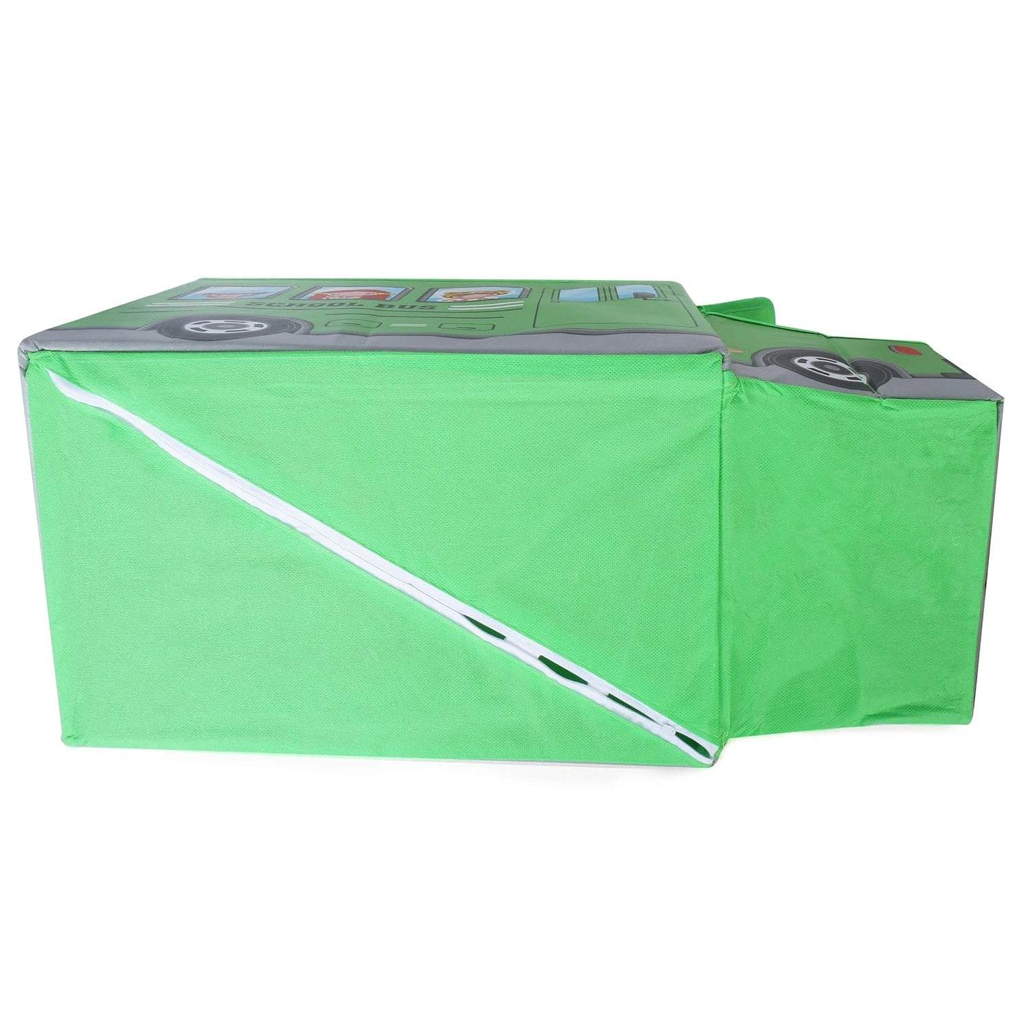 Foldable Bus Shape Toy Box Storage with Lid for Storage of Toys Basket Useful as Toy Organizer mountable Racks Surface Multipurpose Basket for Kids Wardrobe Cabinet Wood with Cloth Cover For Home Decor Books, Game, Baby Cloth (Mix Color & Design ) - infinityexculsivestore.com