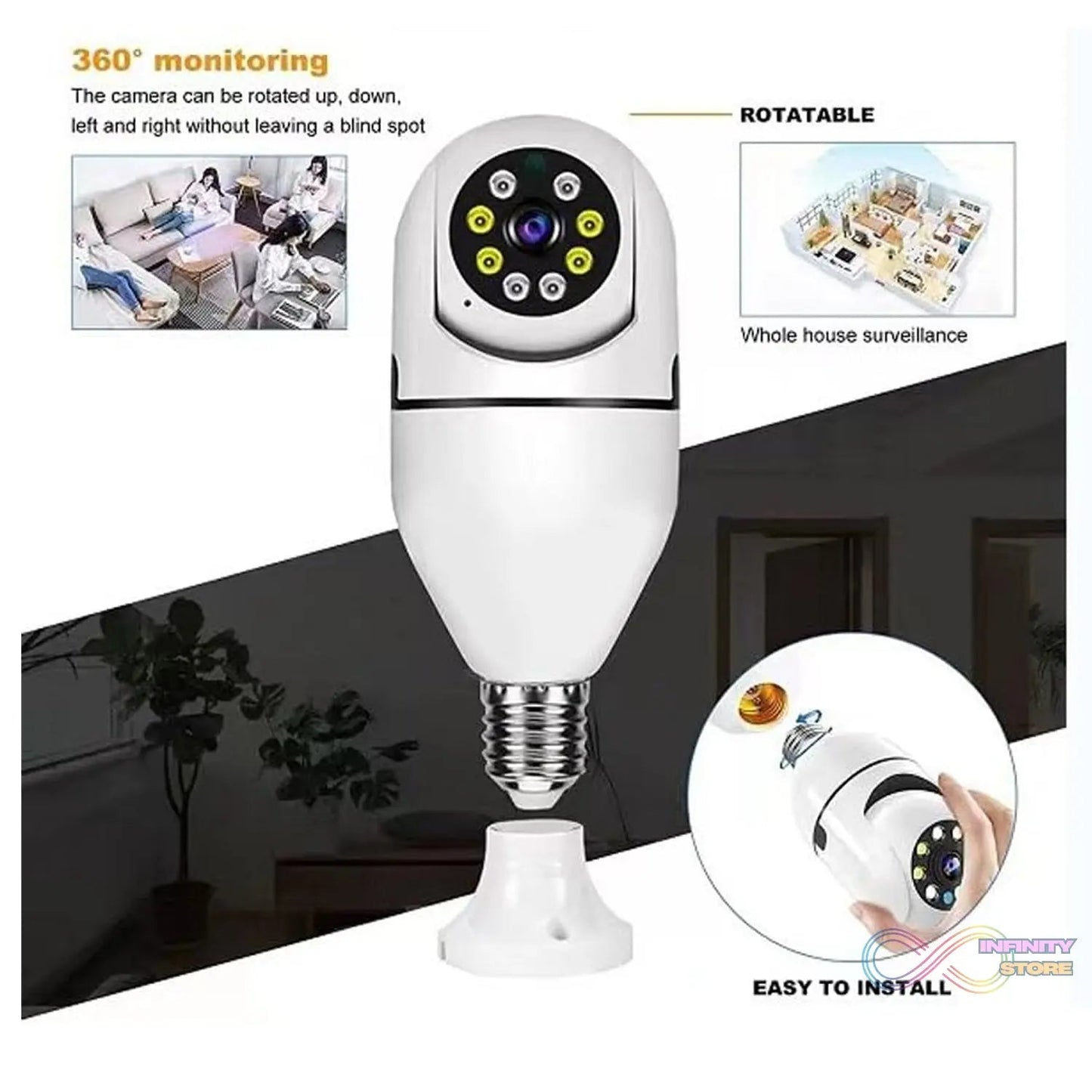 V380 Pro Fisheye 360 Degree Panoramic Wireless WiFi IP CCTV Security Camera (Pack of 1) - infinityexculsivestore.com
