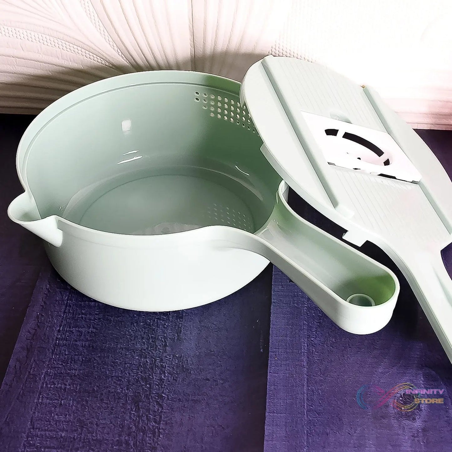 Vegetable Choppers with Drain Basket | 6 in 1 Vegetable Slicer Blades (1 Set) - infinityexculsivestore.com