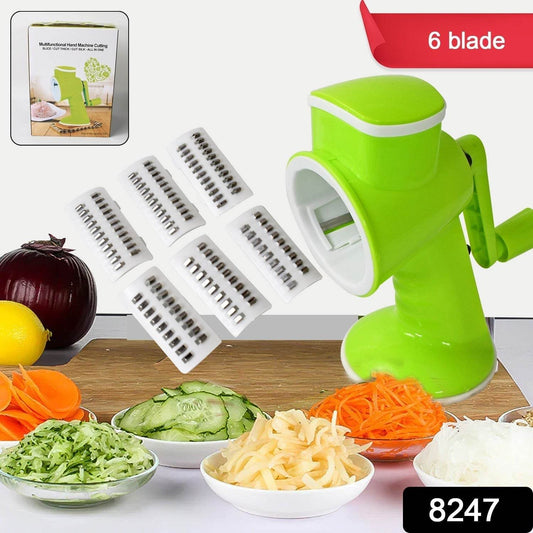 6 in 1 Multi functional Vegetable Cutter & Slicer Hand Machine Cutting, Slice, Cut Thick, Cut Silk All in one –Vegetable Chopper Cutter & Slicing Cutter Barrel - Vegetable Grater with 6 Removable Blades - infinityexculsivestore.com