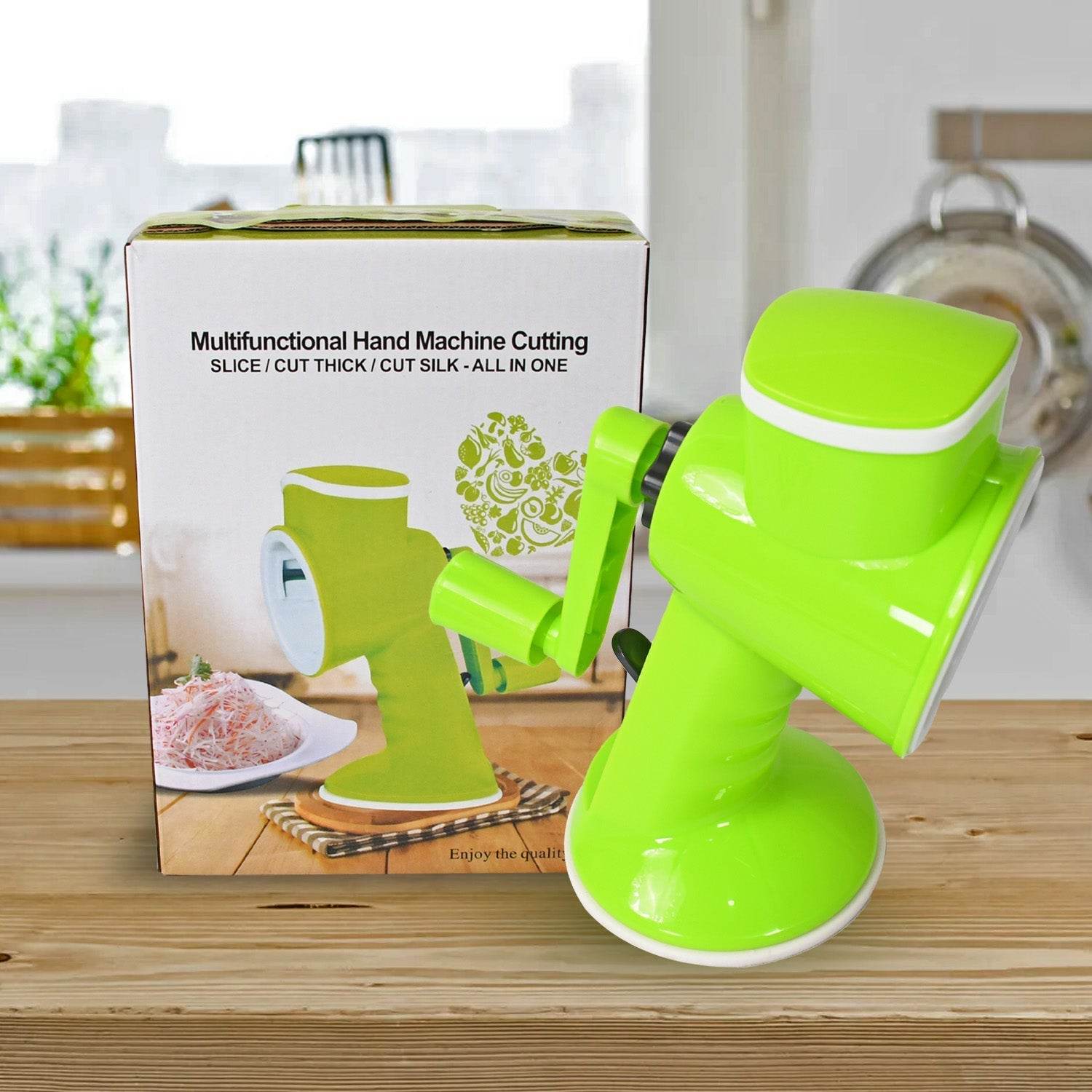 6 in 1 Multi functional Vegetable Cutter & Slicer Hand Machine Cutting, Slice, Cut Thick, Cut Silk All in one –Vegetable Chopper Cutter & Slicing Cutter Barrel - Vegetable Grater with 6 Removable Blades - infinityexculsivestore.com
