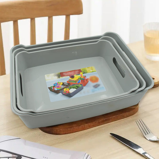 Multipurpose Organising & Storage Plastic Tray, Fruit & Vegetable/ Multi Purpose Tray, Organizer for Kitchen, Countertop, Cabinet, Bathroom Plastic Storage Basket For Store Fruits, Vegetables, Magazines, Cosmetics, Stationary Set of 3 - infinityexculsivestore.com