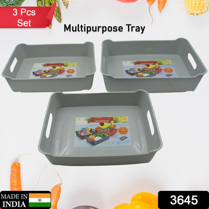 Multipurpose Organising & Storage Plastic Tray, Fruit & Vegetable/ Multi Purpose Tray, Organizer for Kitchen, Countertop, Cabinet, Bathroom Plastic Storage Basket For Store Fruits, Vegetables, Magazines, Cosmetics, Stationary Set of 3 - infinityexculsivestore.com