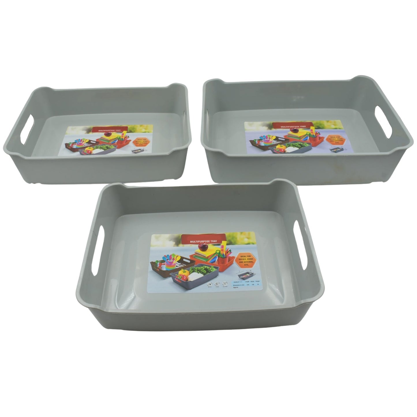 Multipurpose Organising & Storage Plastic Tray, Fruit & Vegetable/ Multi Purpose Tray, Organizer for Kitchen, Countertop, Cabinet, Bathroom Plastic Storage Basket For Store Fruits, Vegetables, Magazines, Cosmetics, Stationary Set of 3 - infinityexculsivestore.com