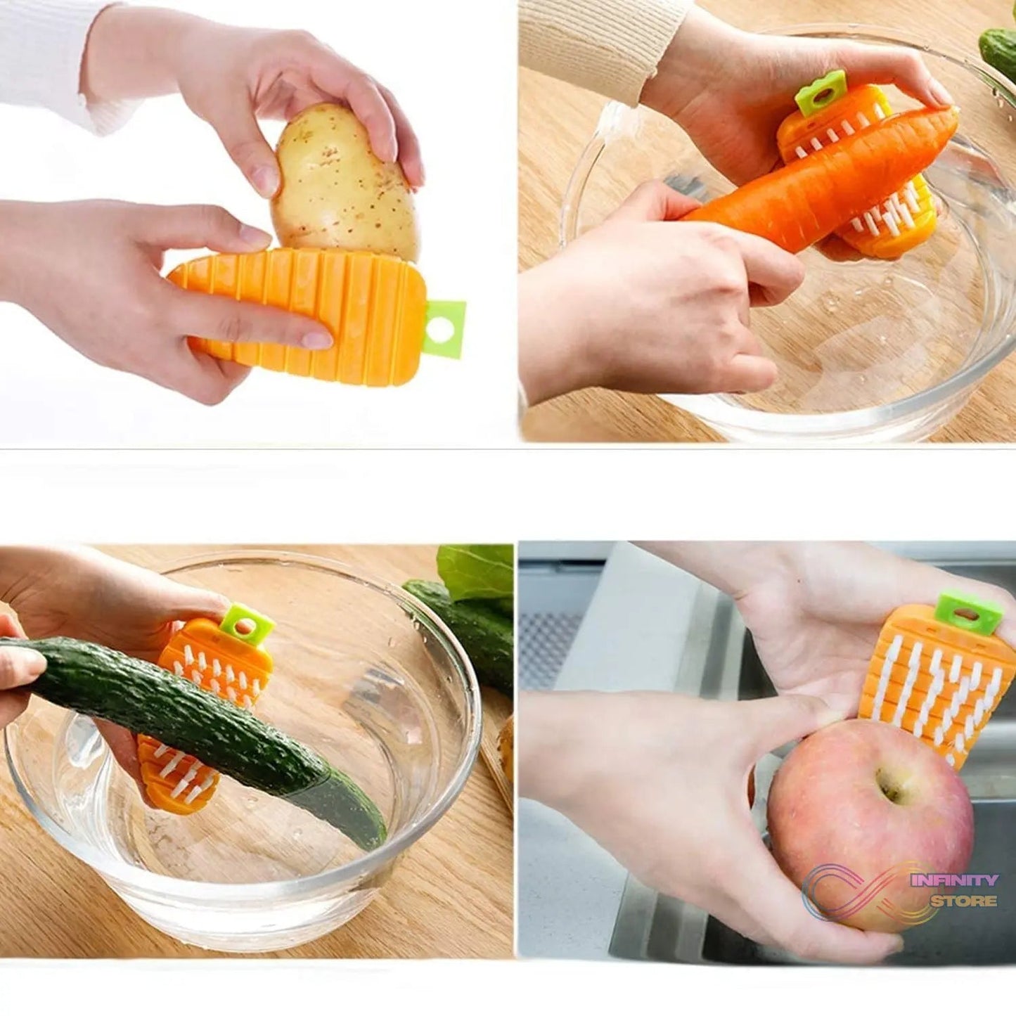 Vegetable Scrubbing Brush, Vegetable Scrubber Nonâ€‘Toxic Fruit Brush Carrot Shape Vegetable Brush for Potato for Vegetable - infinityexculsivestore.com