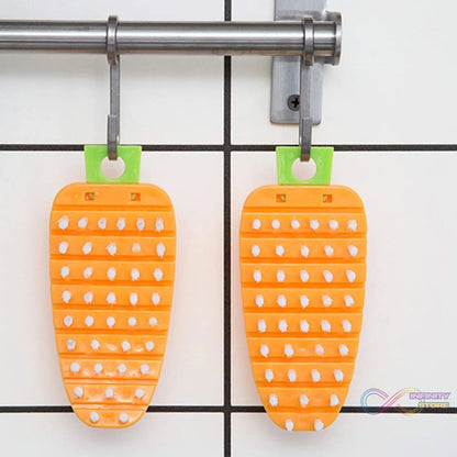 Carrot-shaped fruit brush for scrubbing vegetables