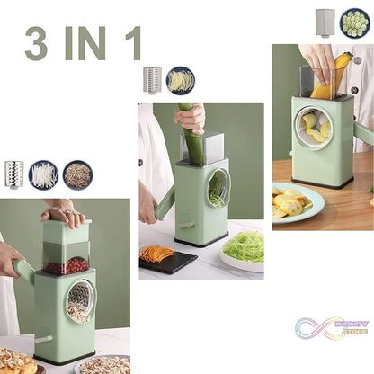 Vegetable Shredder Round Mandolin Slicer, Grater, Shredder Salad Maker - Large Feed Port - Suction Base - Cutter for Vegetable, Fruit, Cookie. - infinityexculsivestore.com