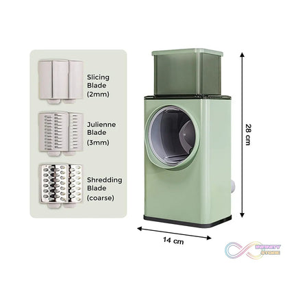Vegetable Shredder Round Mandolin Slicer, Grater, Shredder Salad Maker - Large Feed Port - Suction Base - Cutter for Vegetable, Fruit, Cookie. - infinityexculsivestore.com