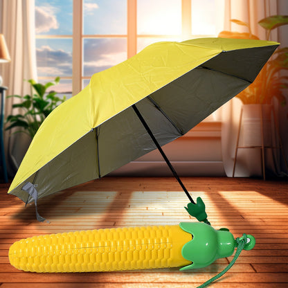 Vegetable shaped Folding Umbrella, Plastic Case Creative Fashion Folding Mini Sun Shade Rain Umbrella, Unique Umbrella, Sun & UV Protection, Cute Design (1 Pc) - infinityexculsivestore.com