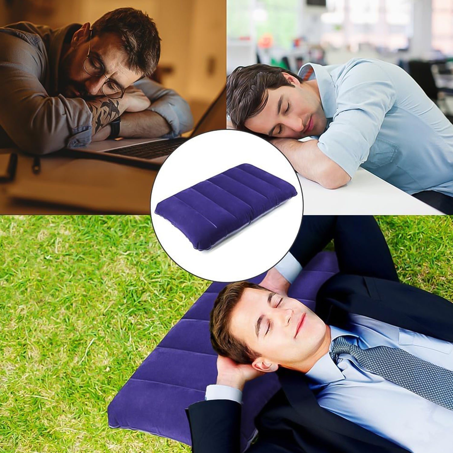 Velvet Air Inflatable Travel Pillow (Blue) - infinityexculsivestore.com