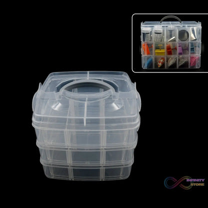 Versatile 18 - Grid 3 - Layer Transparent Plastic Organizer Box with Adjustable Dividers for Jewelry & Fishing Hooks - infinityexculsivestore.com