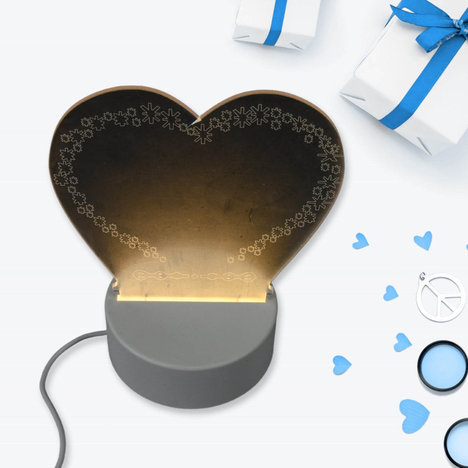 Creative Visualization Lamp 3 D Acrylic Decorative Lamp for Creative Keeps Notes Drawing Table Lamp for Home Decor / Bedroom / Gift / Office Decoration / Erasable Board (Heart-Shape / 1 pc) - infinityexculsivestore.com