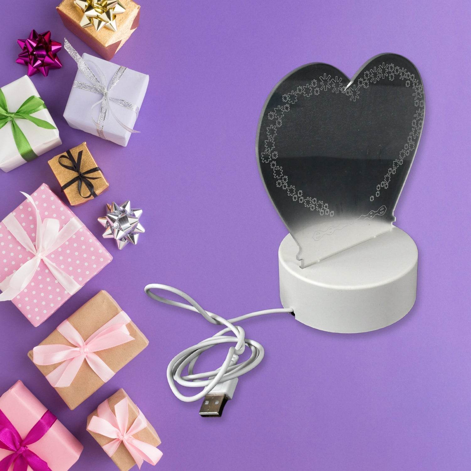 Creative Visualization Lamp 3 D Acrylic Decorative Lamp for Creative Keeps Notes Drawing Table Lamp for Home Decor / Bedroom / Gift / Office Decoration / Erasable Board (Heart-Shape / 1 pc) - infinityexculsivestore.com