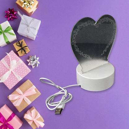 Creative Visualization Lamp 3 D Acrylic Decorative Lamp for Creative Keeps Notes Drawing Table Lamp for Home Decor / Bedroom / Gift / Office Decoration / Erasable Board (Heart-Shape / 1 pc) - infinityexculsivestore.com