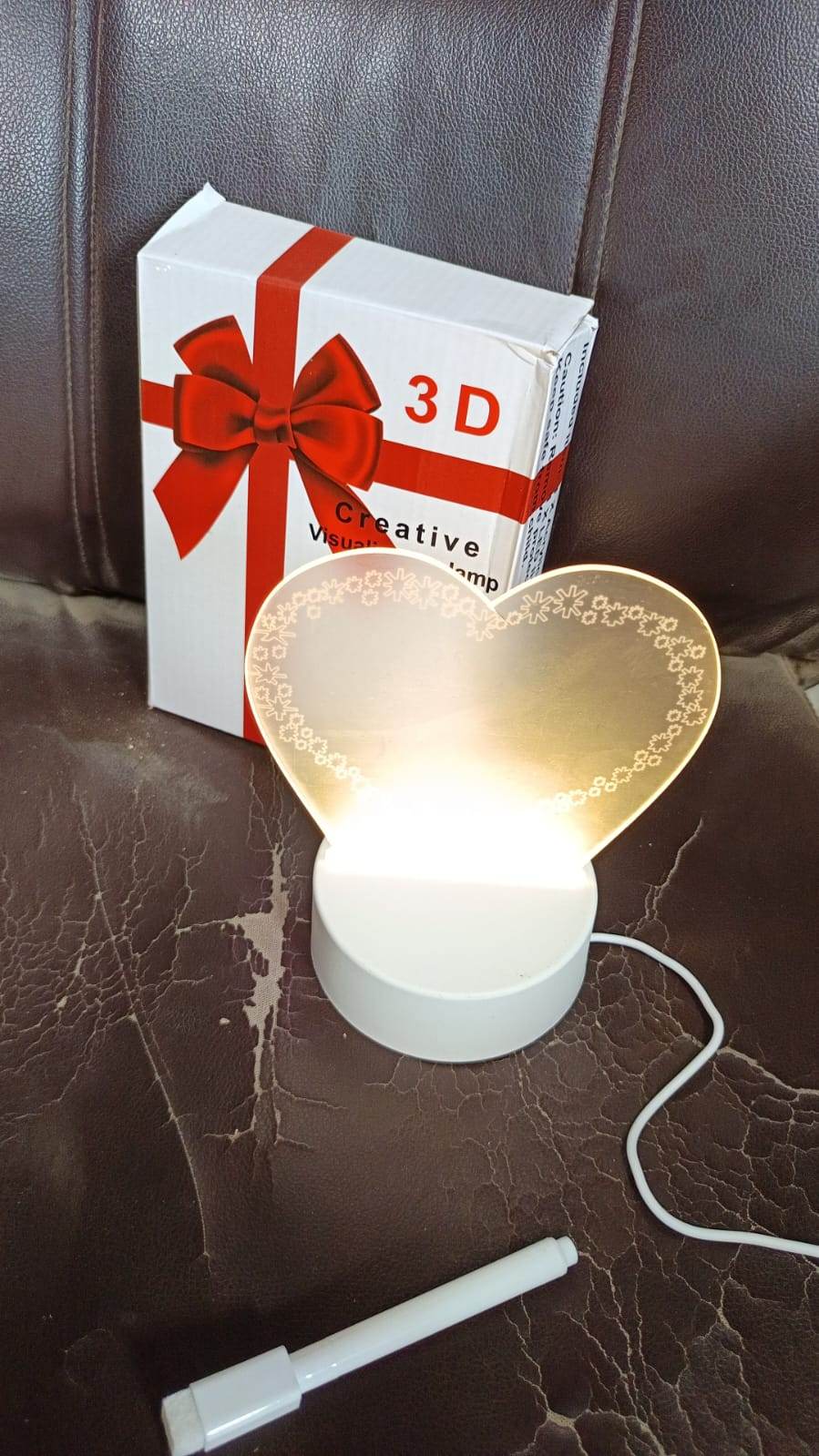 Creative Visualization Lamp 3 D Acrylic Decorative Lamp for Creative Keeps Notes Drawing Table Lamp for Home Decor / Bedroom / Gift / Office Decoration / Erasable Board (Heart-Shape / 1 pc) - infinityexculsivestore.com