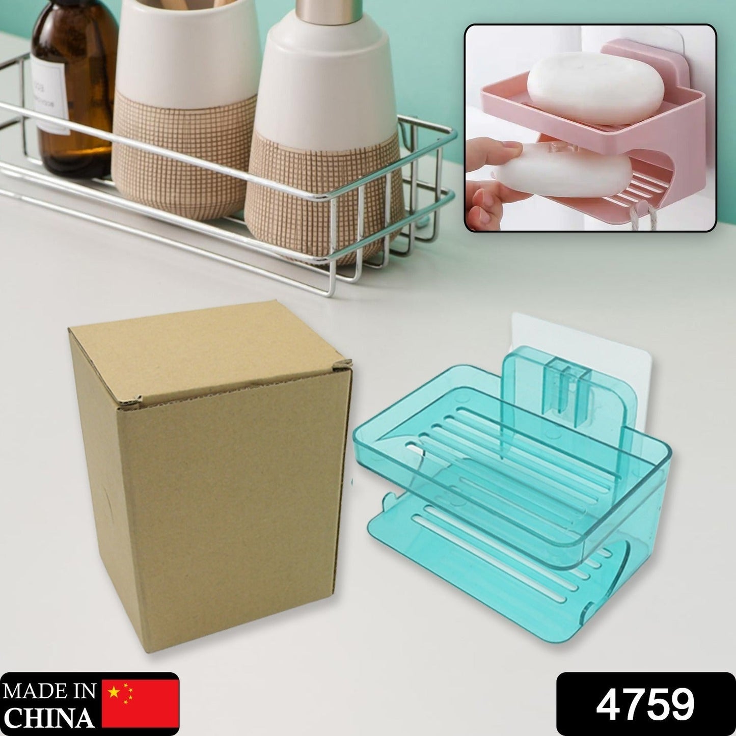 Wall Mounted 2 Layer Soap Holder with Hook Self Adhesive Double Layer Plastic Soap Dish with Hook for Bathroom Kitchen Sink and Wash Basin (2 Layer 1 Pc) - infinityexculsivestore.com