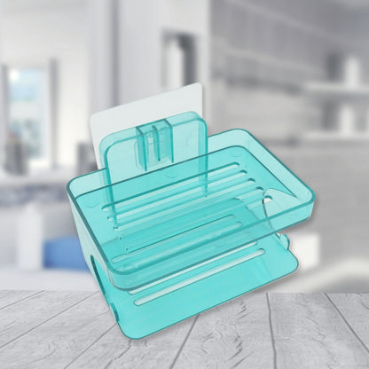 Wall Mounted 2 Layer Soap Holder with Hook Self Adhesive Double Layer Plastic Soap Dish with Hook for Bathroom Kitchen Sink and Wash Basin (2 Layer 1 Pc) - infinityexculsivestore.com
