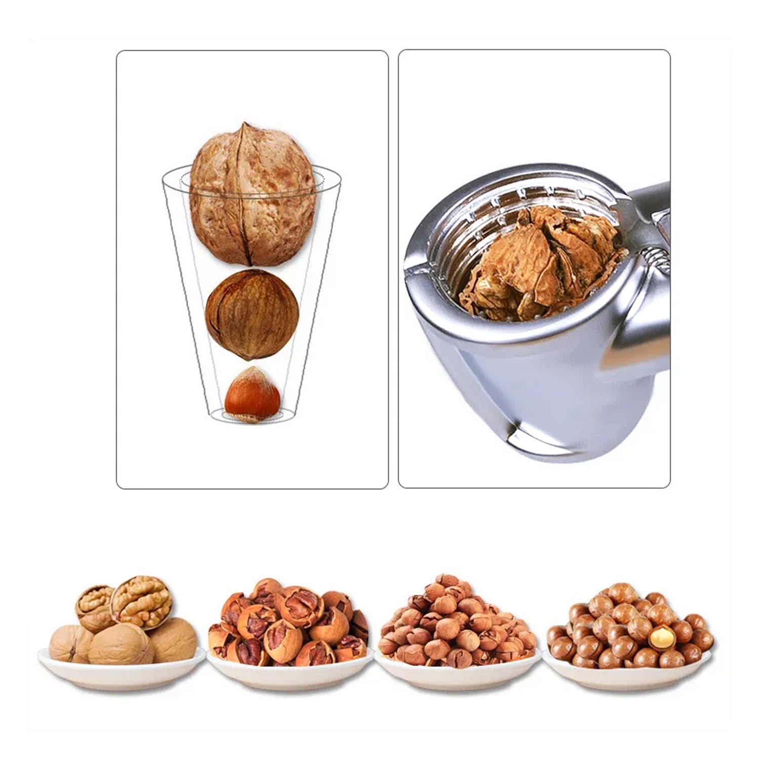 Walnut Cracker, Luxury Die Cast Stainless Alloy Nut Cutter Walnut Clamp Plier Portable Smart Walnut Akhrot Pincers Bottle Opener for Pecans, Almonds, Brazil Nuts - infinityexculsivestore.com