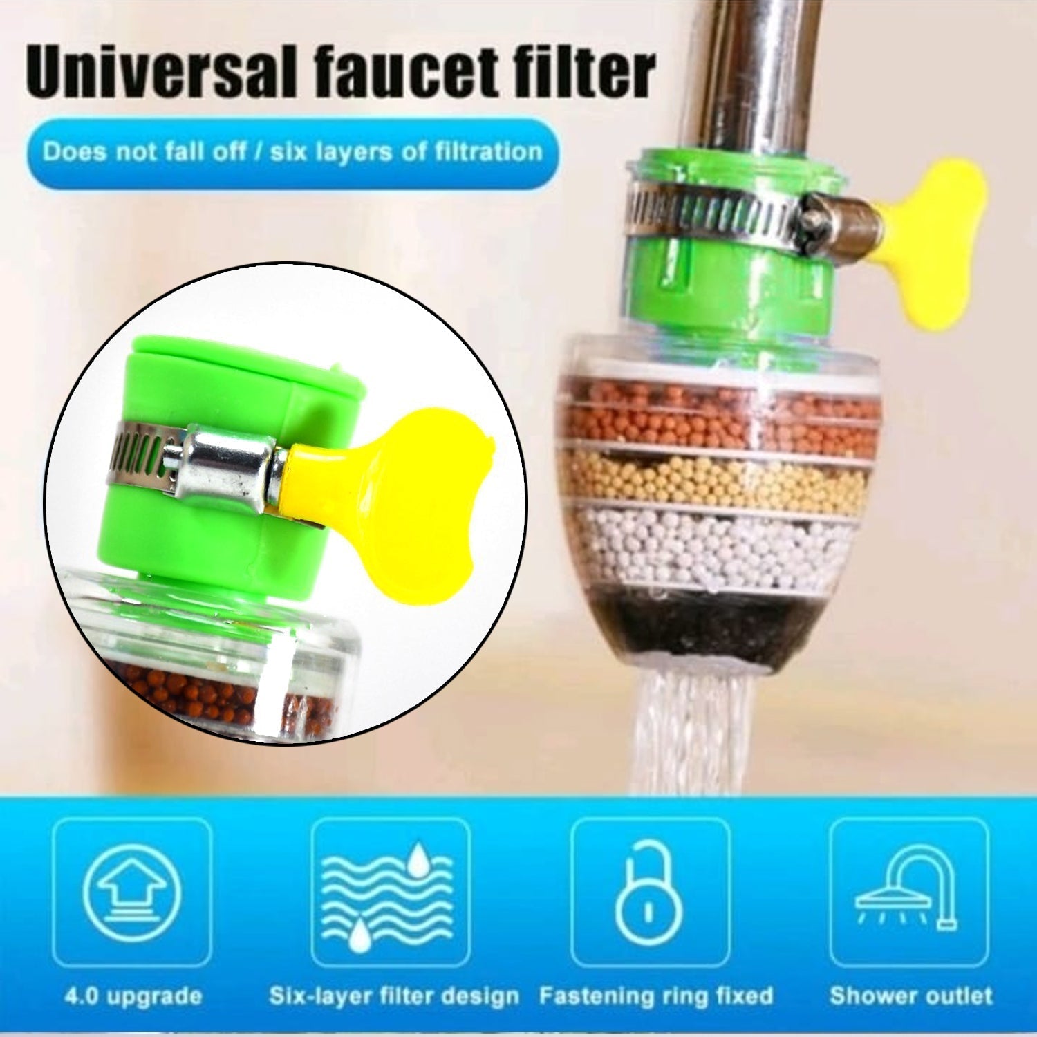 Water Faucet, Clean Purifier Filter Cartridge Water Tap, Upgrade Universal Interface Faucet Filter (Six Layer Purifier) - infinityexculsivestore.com