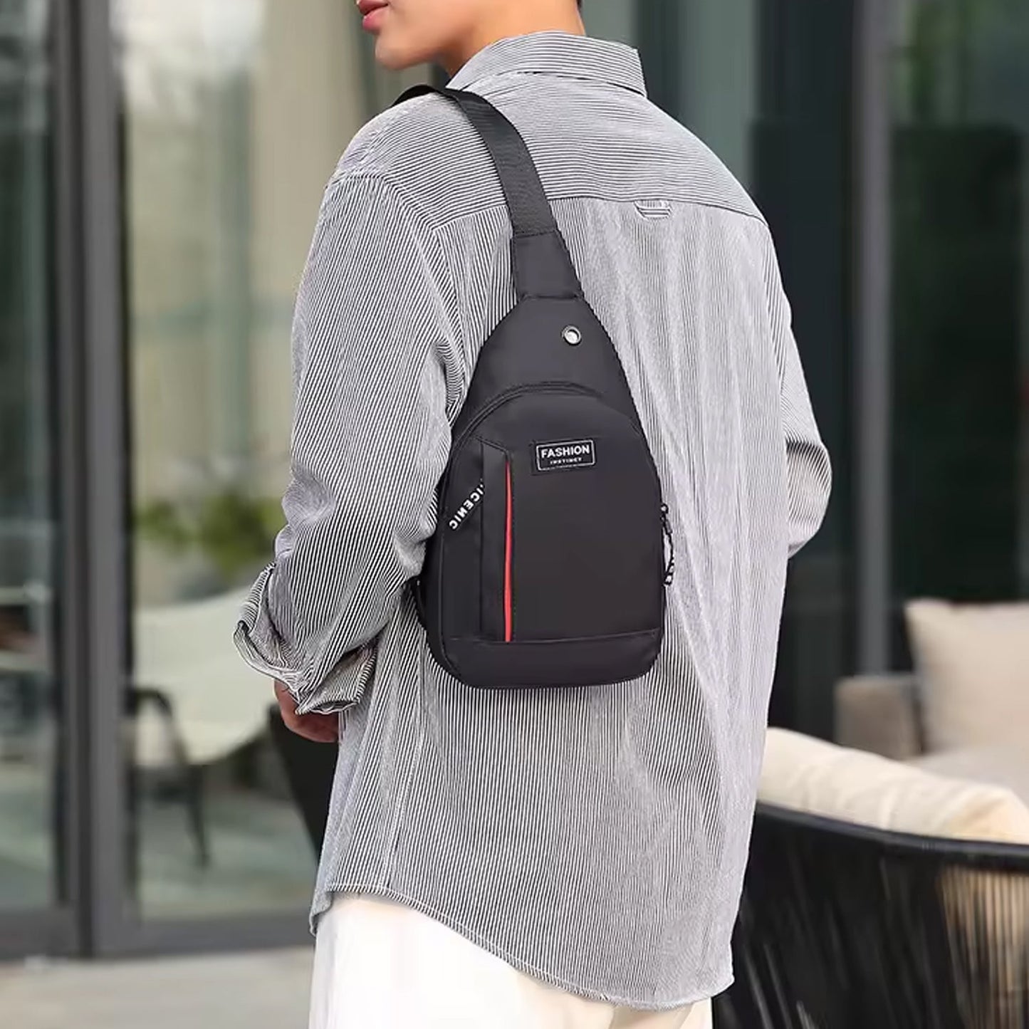 Waterproof Anti Theft Cross - body fanny pack waist bag, Shoulder Bags Chest Men Casual fashion USB Charging hook Sling Travel Bag (1 Pc / Black & Grey Color) - infinityexculsivestore.com