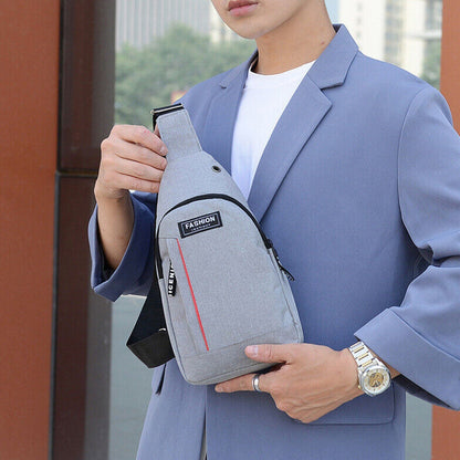 Waterproof Anti - Theft Crossbody Fanny Pack with USB Charging & Earphone Hook (Grey/Blue) - infinityexculsivestore.com