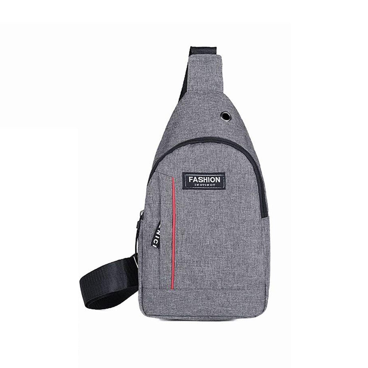 Waterproof Anti - Theft Crossbody Fanny Pack with USB Charging & Earphone Hook (Grey/Blue) - infinityexculsivestore.com